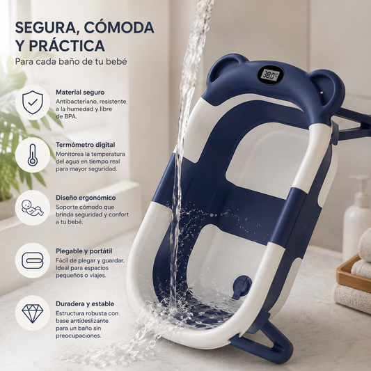 Bañera Plegable Premium con Termómetro Digital
